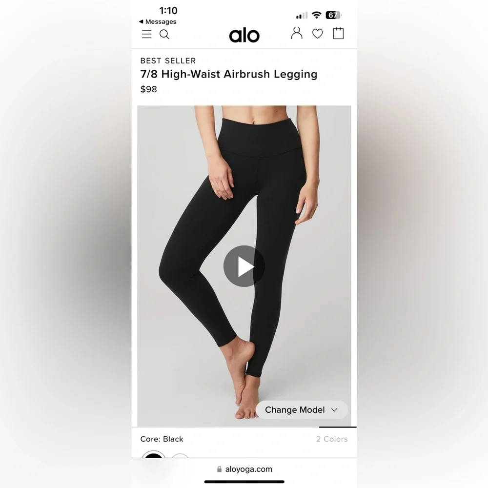 ALO Yoga 7/8 High-Waist Airbrush Legging - Black Size M